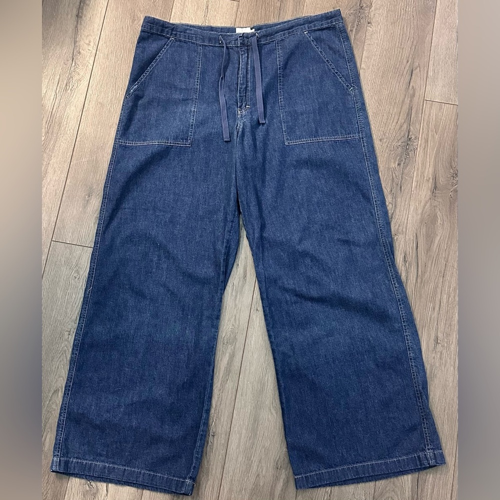 Women’s Calvin Klein Jeans Wide Leg CK Relaxed Fit Dark Blue XL